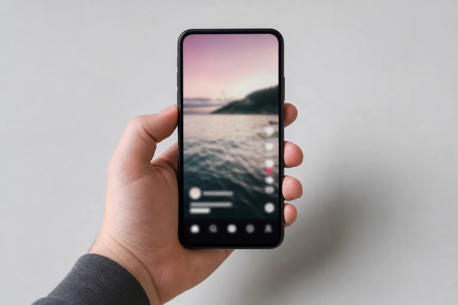 Telefon med TikTok-flöde och visualiserad dataförbrukning