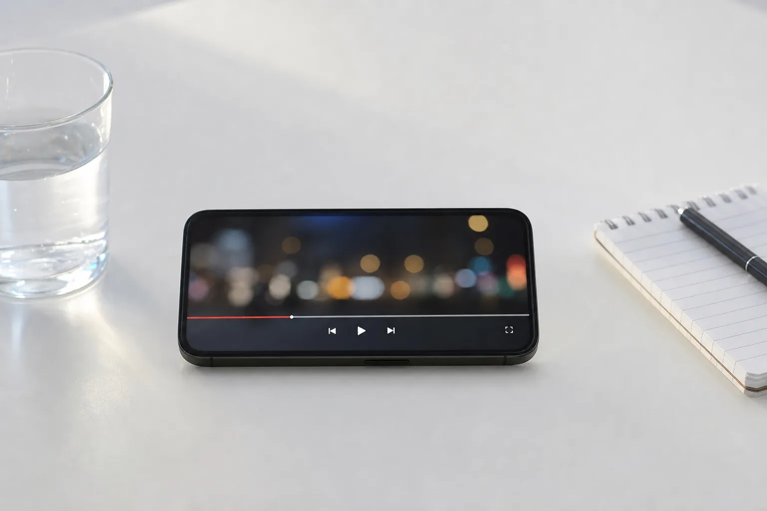 Mobil som spelar YouTube-video med upplösningsväljare