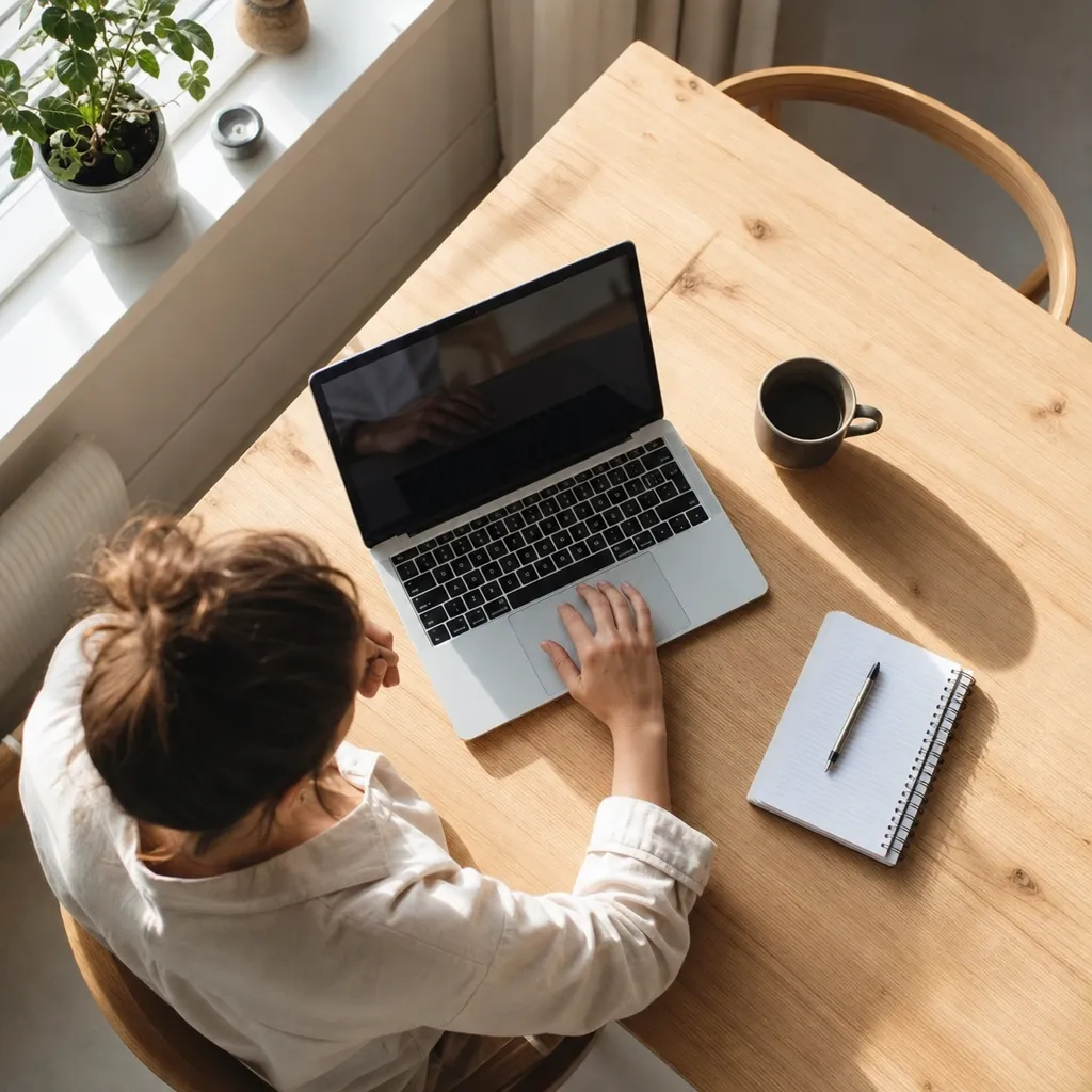 Om Mobiltinternet.se — arbetsplats med laptop och kaffekopp